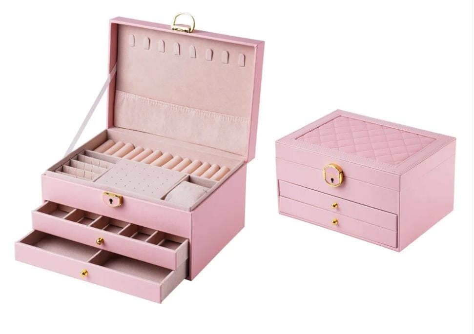 Portagioie Elegance con Cassetti e Chiusura Oro – Organizer Gioielli di Lusso