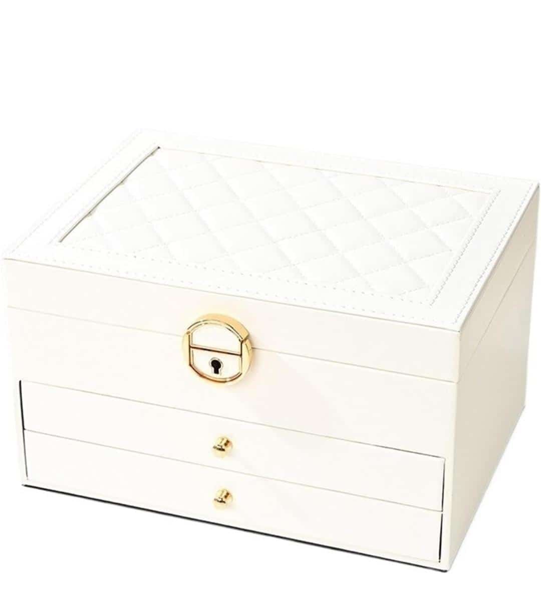 Portagioie Elegance con Cassetti e Chiusura Oro – Organizer Gioielli di Lusso