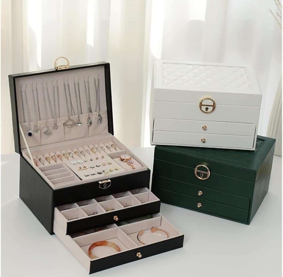 Portagioie Elegance con Cassetti e Chiusura Oro – Organizer Gioielli di Lusso
