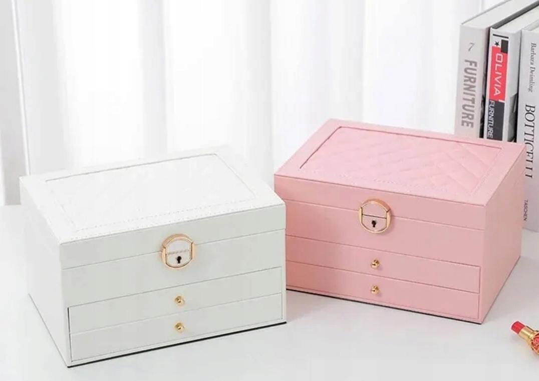 Portagioie Elegance con Cassetti e Chiusura Oro – Organizer Gioielli di Lusso